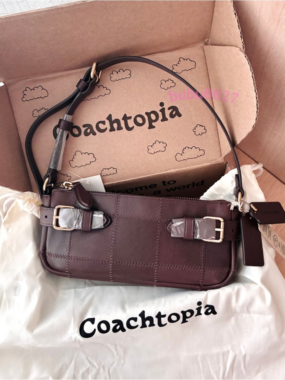 NWT🍁Coach Coachtopia Alter/Ego Side Buckle Shoulder Bag Maple CFM97 Patchwork